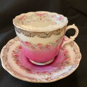 Antique Victorian Mustache Cup and Saucer set
